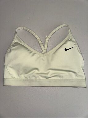 ✔️Nike Cream Strappy V‑Neck Sports Bra with Swoosh
